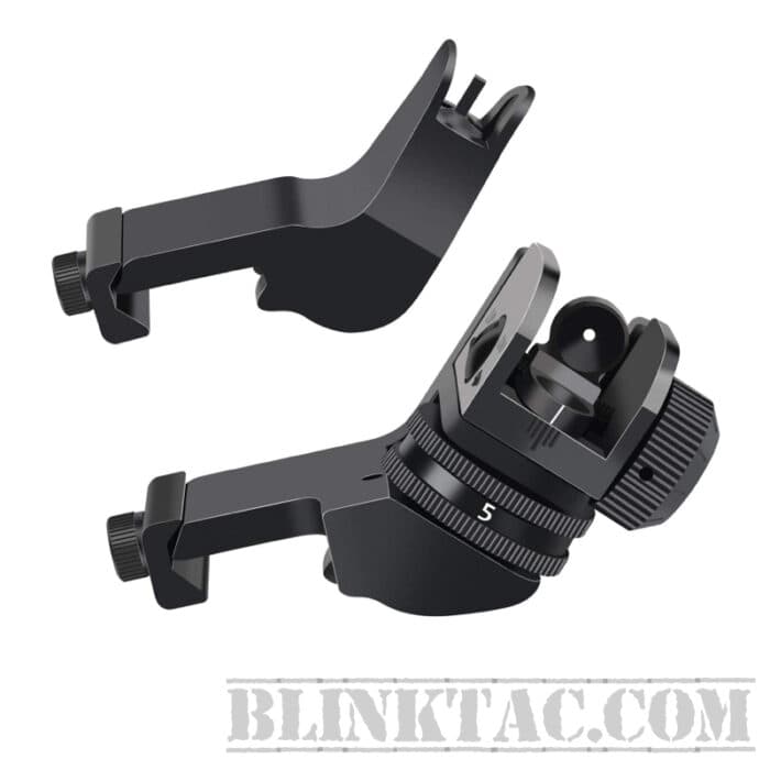 Front and Rear Flip Up 45 Degree Offset Rapid Transition Backup Iron Sight