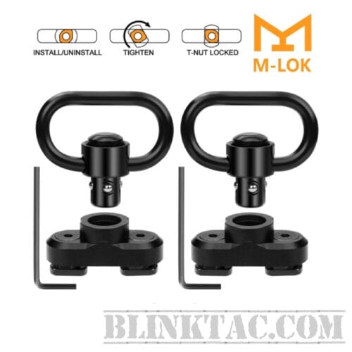 AR15/AR10 Rotatable & Lockable M-Lok sling mount 1.33” push button QD (2pcs)