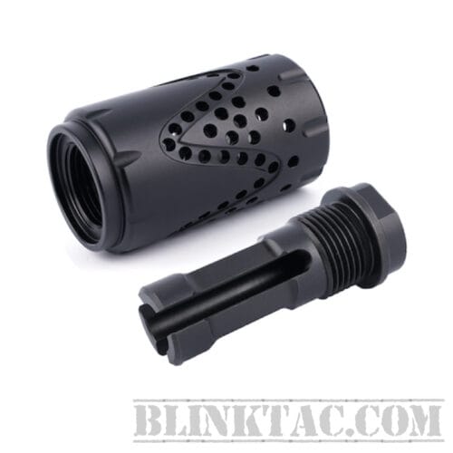 9mm 1/2-28RH Muzzle Brake Stainless Compensator With 13/16×16 Aluminium7075 Sleeve SSN-B1/9SS