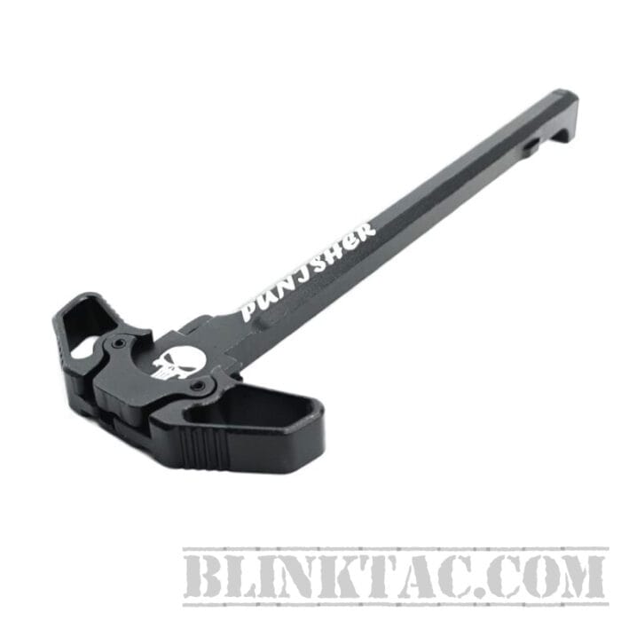 AR-15 Tactical Charging Handle Oversized Latch W/ PUNISHER Engraving BLACK