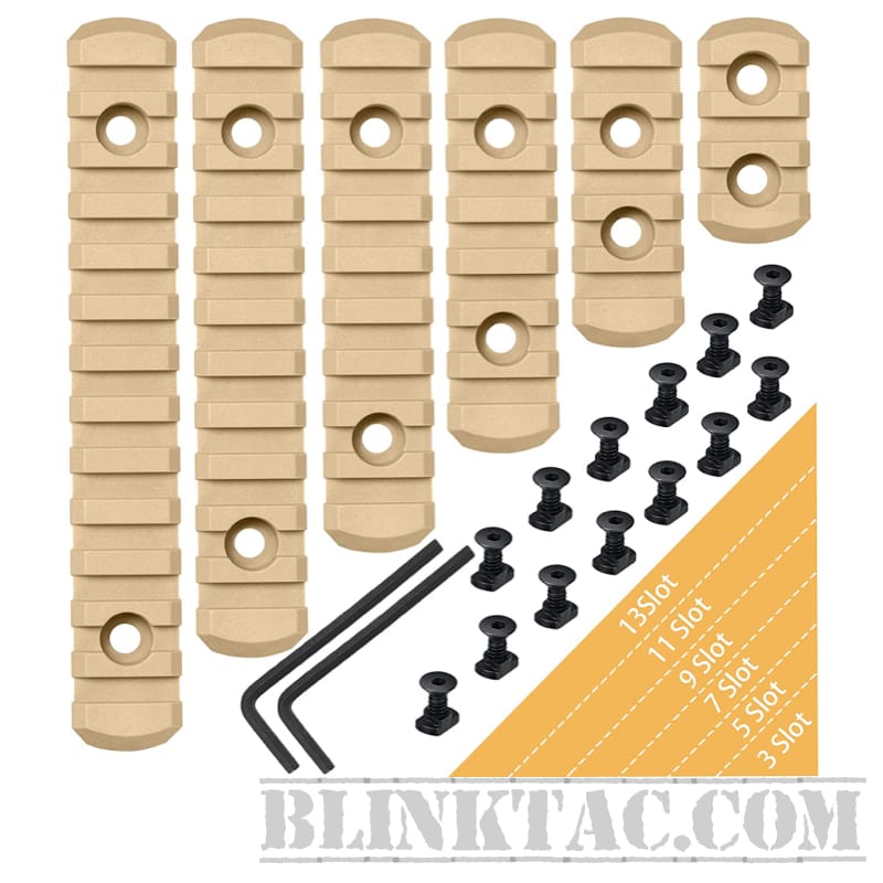 6 Pack Lock Picatinny Rail Aluminum 3/5/7/9/11/13 Slot Set M