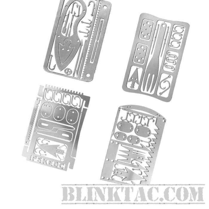 Blink Survival Multitool Card 22 in 1,Steel Credit Card Pocket Sized (4pcs)