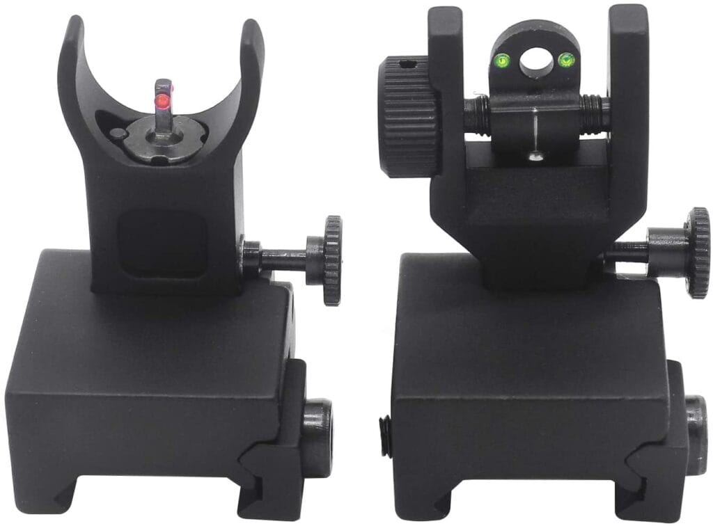 AR15/AR10 TACTICAL FIBER OPTICS LOW PROFILE FLIP UP IRON SIGHT WITH