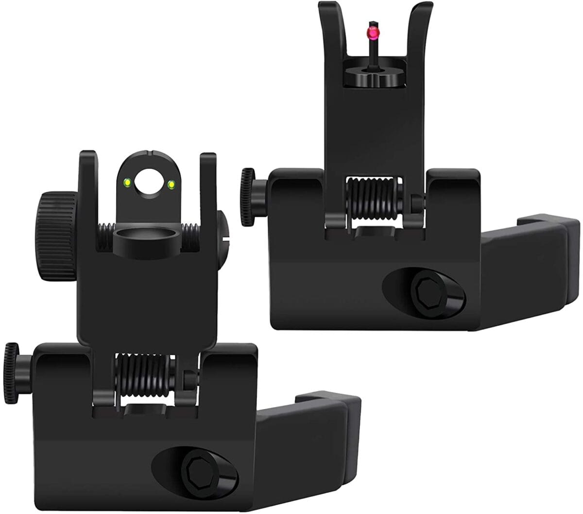 AR15/AR10 FIBER OPTICS IRON SIGHTS LOW PROFILE 45 DEGREE FLIPUP FRONT