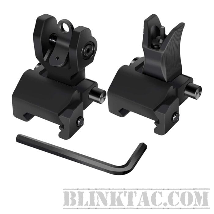 AR-15/AR-10 TACTICAL RAPID TRANSITION FRONT AND REAR FLIP UP BACKUP HK IRON SIGHTS FIT 21MM RAILS