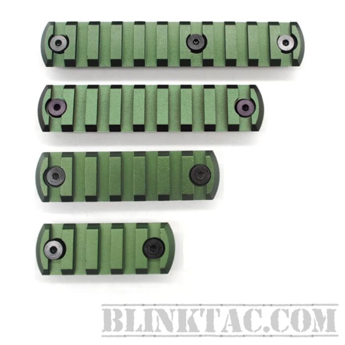 M-LOK Picatinny Rails Set, 5, 7, 9, 11 Slot Aluminum Rail Section OD Green