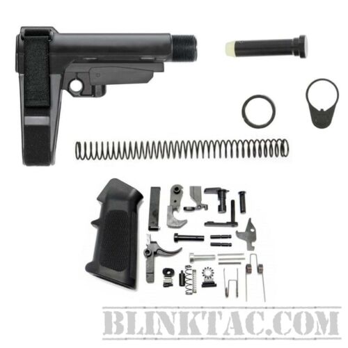 SBA3 Pistol Brace AR 15 Lower Build Kit BLACK