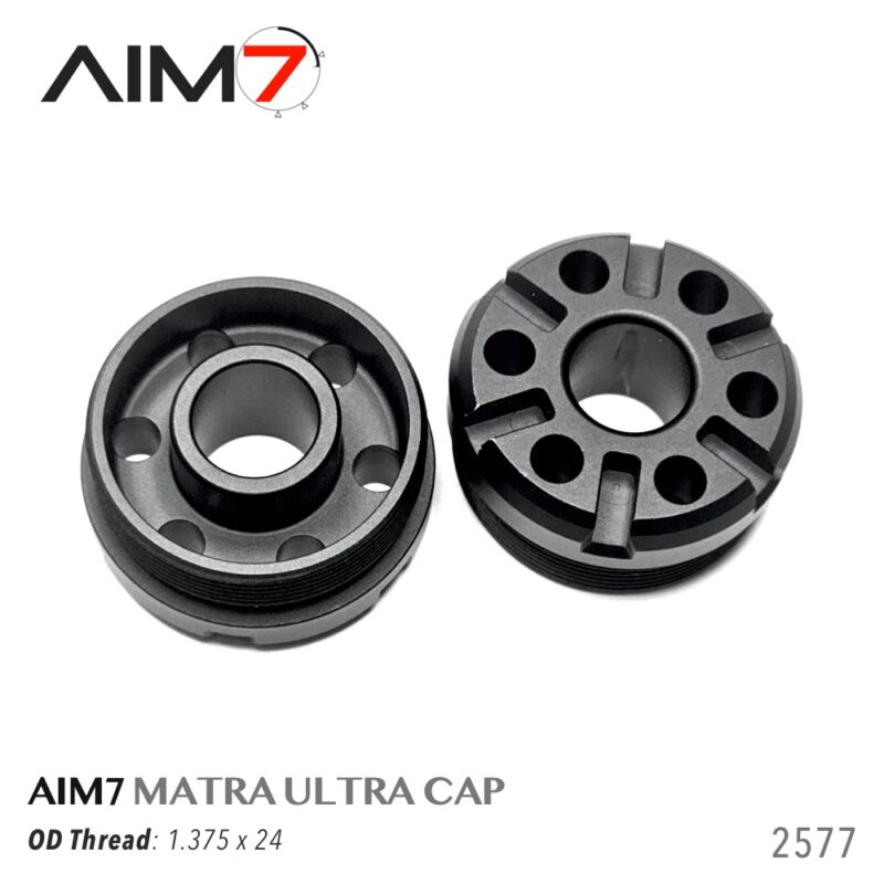 AIM7 MATRA ULTRA 1.375x24 Hub - Direct Thread End Cap In Black Aluminum For Rifle Muzzle Devices