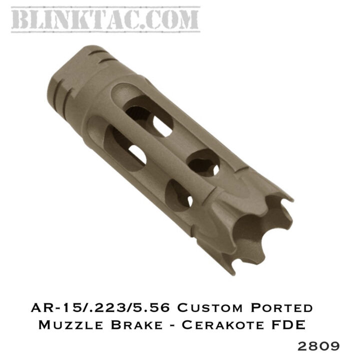 AR-15/.223/5.56 Custom Ported Muzzle Brake - Cerakote FDE