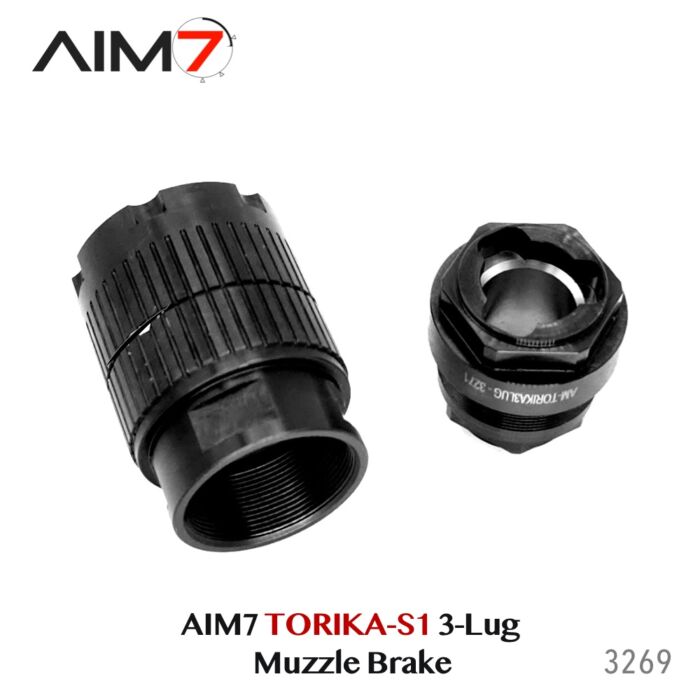 Aim7 TORIKA-S1 Muzzle Brake 3-Lug  9mm/556/223/.30 cal/M13.5x1LH - Image 17