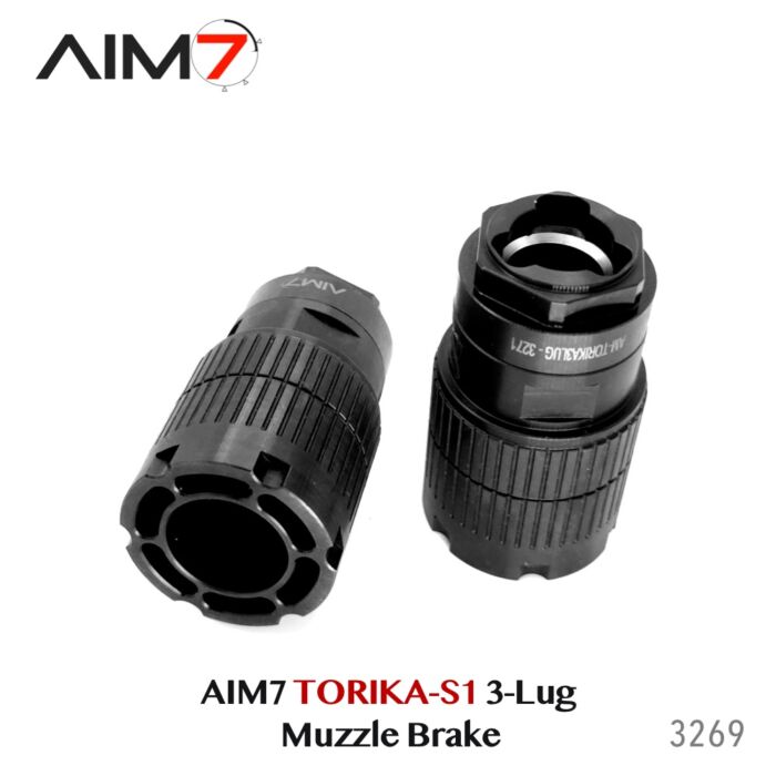 Aim7 TORIKA-S1 Muzzle Brake 3-Lug  9mm/556/223/.30 cal/M13.5x1LH - Image 7