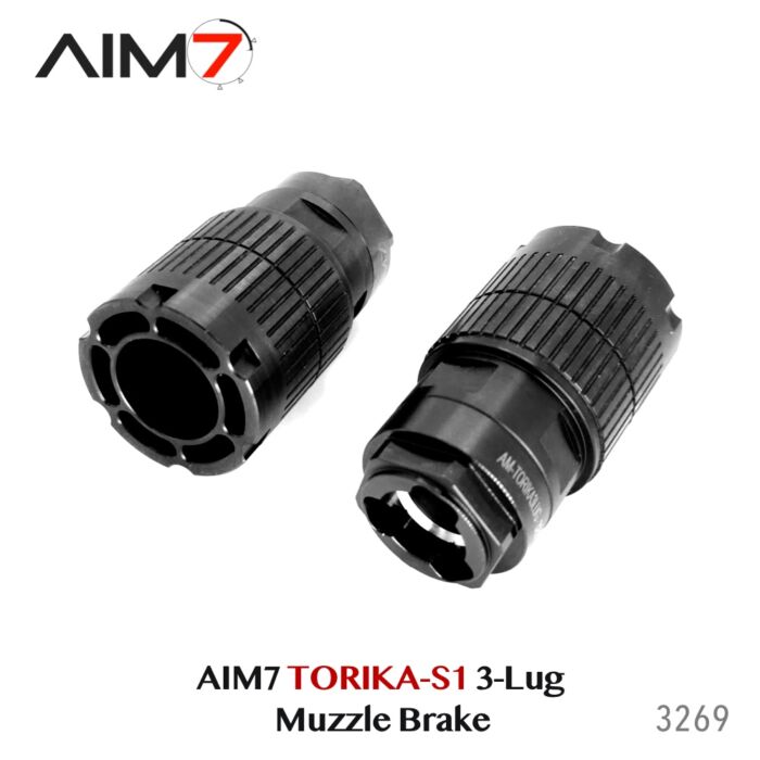 Aim7 TORIKA-S1 Muzzle Brake 3-Lug  9mm/556/223/.30 cal/M13.5x1LH - Image 6