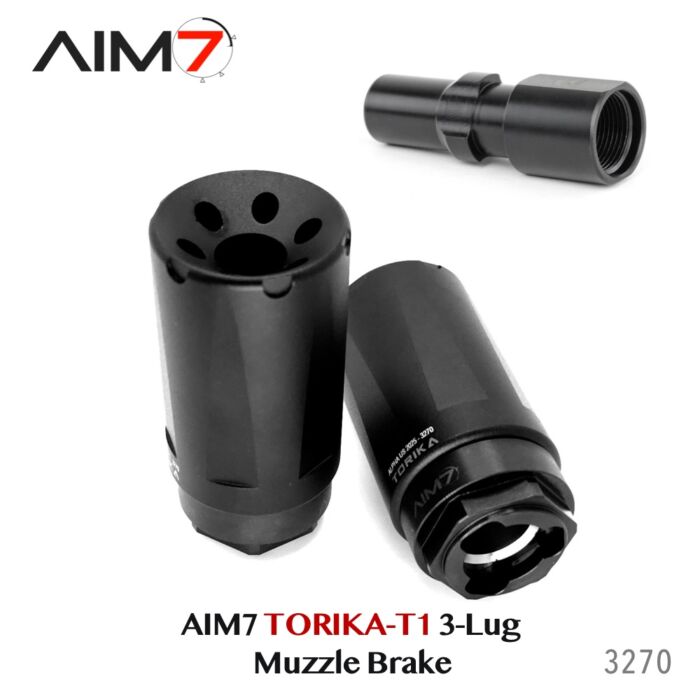 Aim7 TORIKA-T1 Muzzle Brake 3-Lug 9mm/556/223/.30 cal/M13.5x1LH