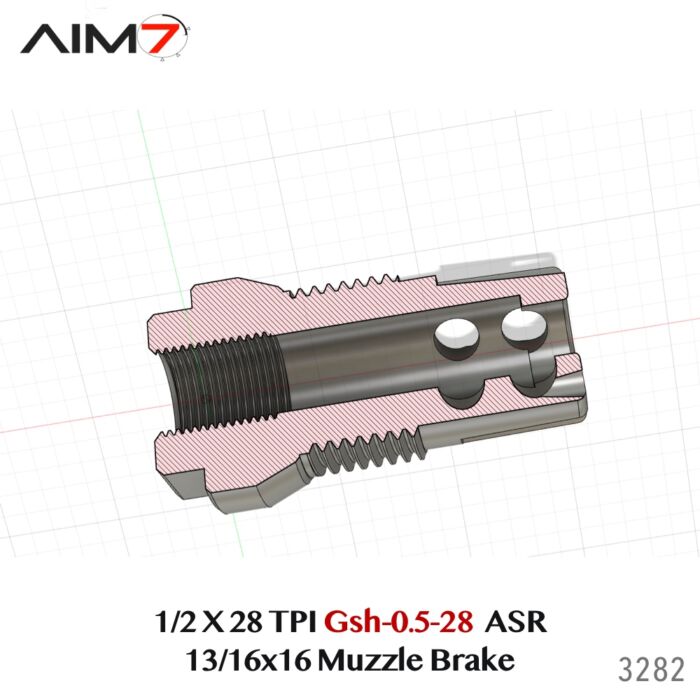 AIM7 Gsh-0.5-28 ASR Muzzle Brake  1/2 x28" .223/556/9mm - Image 12