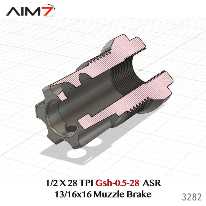AIM7 Gsh-0.5-28 ASR Muzzle Brake  1/2 x28" .223/556/9mm - Image 13