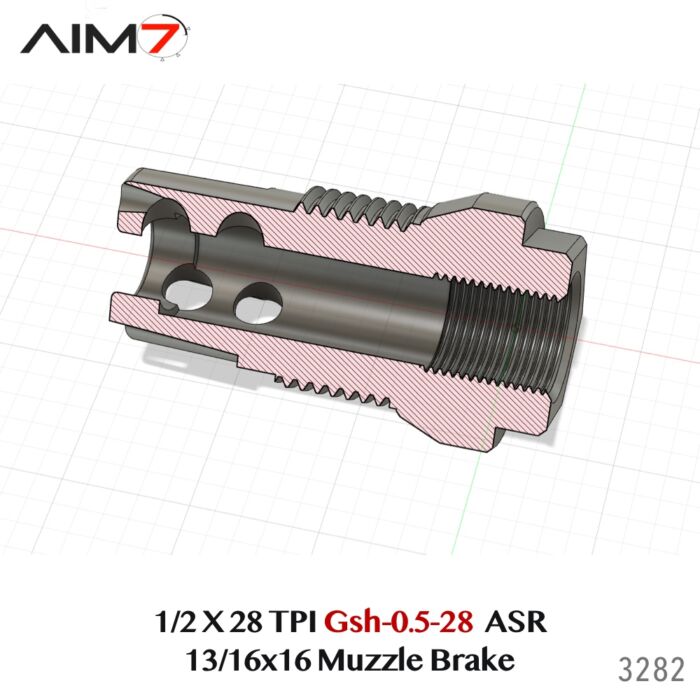 AIM7 Gsh-0.5-28 ASR Muzzle Brake  1/2 x28" .223/556/9mm - Image 3