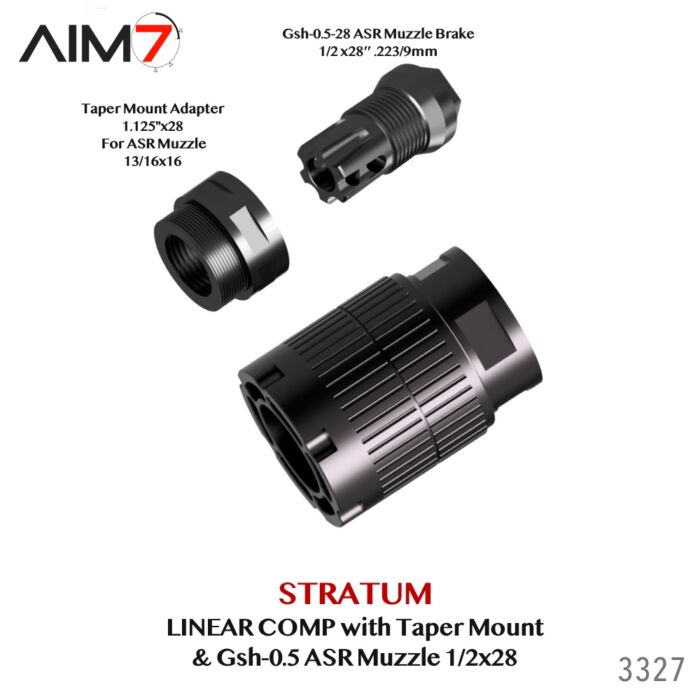 Aim7 Stratum Linear Comp with Taper ASR Mount & Gsh-0.5 Muzzle Brake 1/2x28