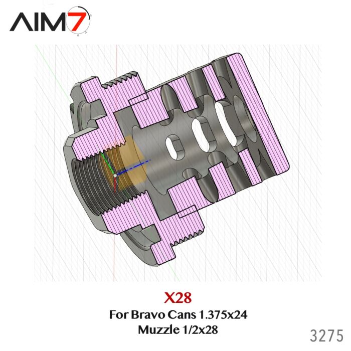 Aim7 X28 Muzzle 1/2x28 For Bravo Tubes 1.375"x24 - Image 11