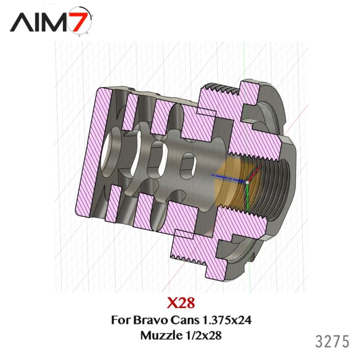 Aim7 X28 Muzzle 1/2x28 For Bravo Tubes 1.375"x24 - Image 9