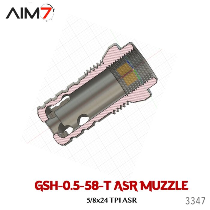 AIM7 Gsh-0.5-58T ASR Muzzle Brake 5/8X24 .30 cal - Image 6
