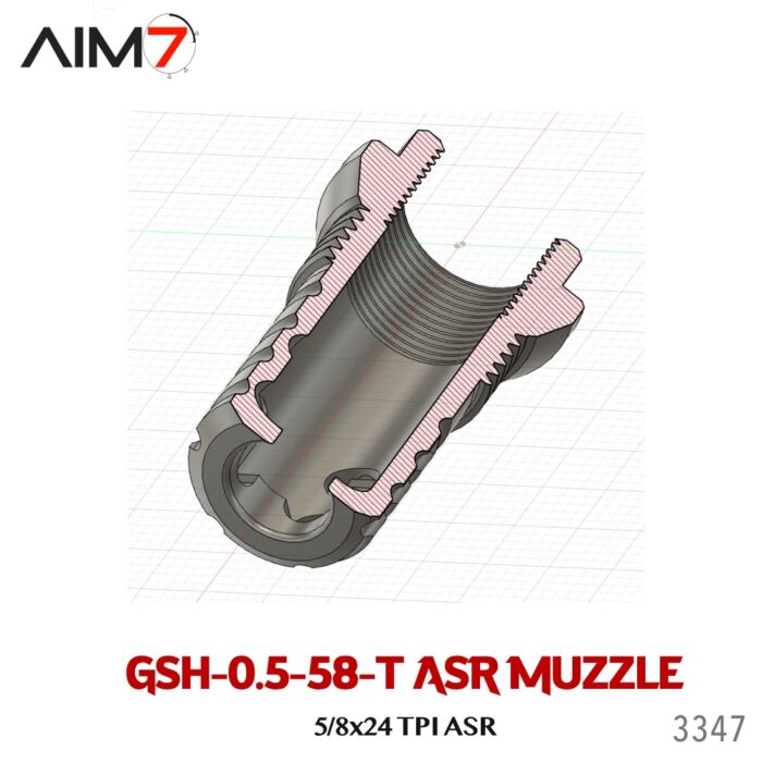AIM7 Gsh-0.5-58T ASR Muzzle Brake 5/8X24 .30 cal - Image 5