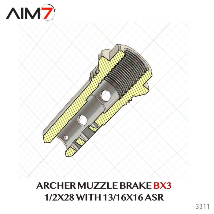 Aim7 ASR 13/16X16 Muzzle Brake BX3 1/2x28 556/223 - Image 5
