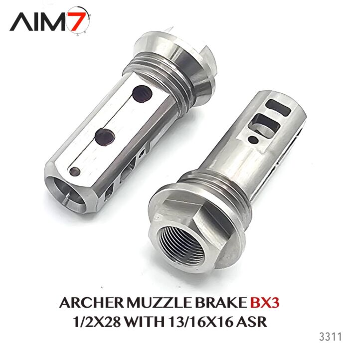 Aim7 ASR 13/16X16 Muzzle Brake BX3 1/2x28 556/223