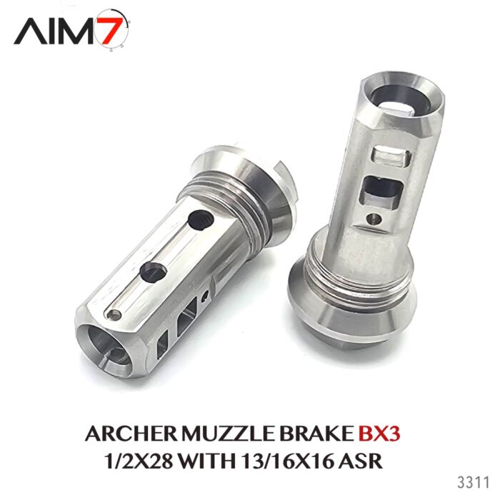 Aim7 ASR 13/16X16 Muzzle Brake BX3 1/2x28 556/223 - Image 3
