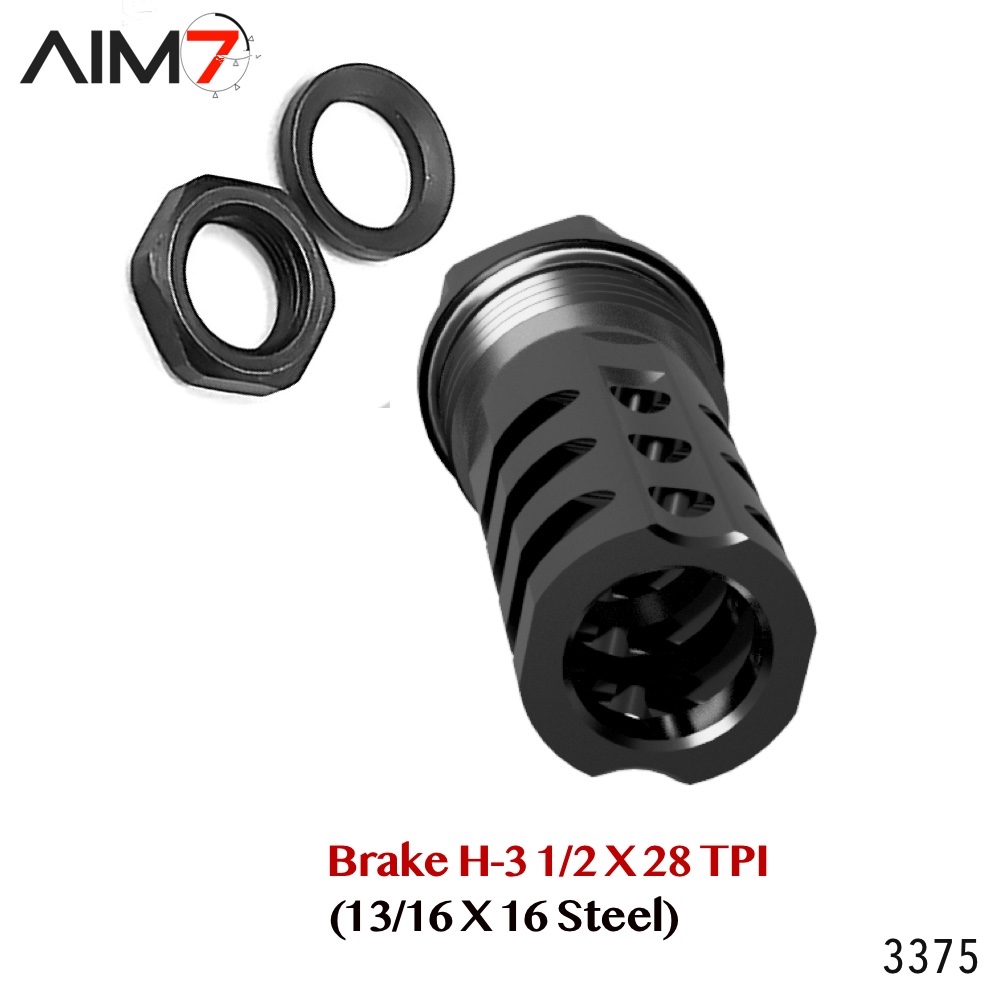 AIM7 Brake H-3 Muzzle Brake 13/16 X 16 (1/2x28 tpi) - Image 3