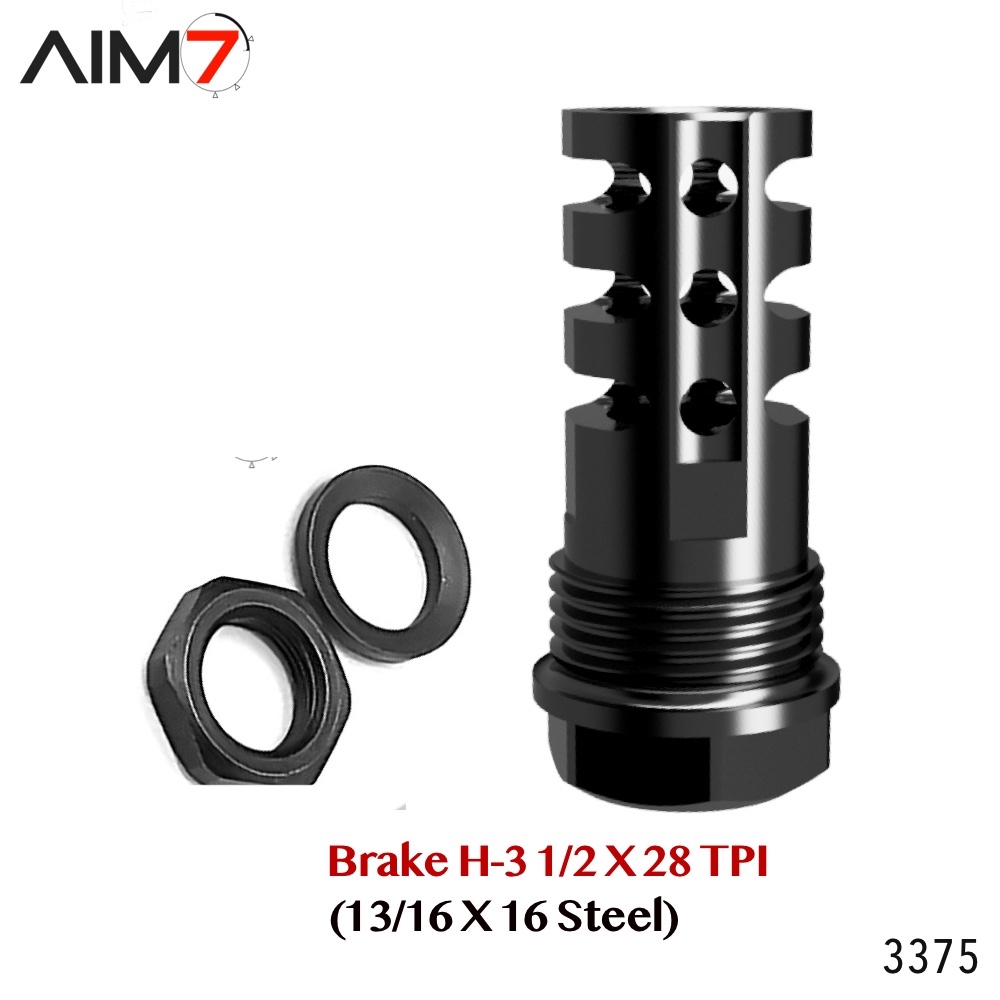 AIM7 Brake H-3 Muzzle Brake 13/16 X 16 (1/2x28 tpi) - Image 6