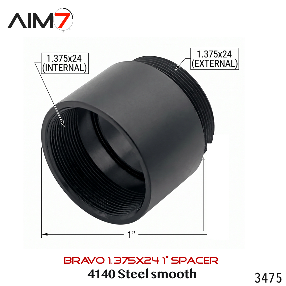 Aim7 1" Bravo Steel Spacer – 1.375×24 (Black Oxide) - Image 2