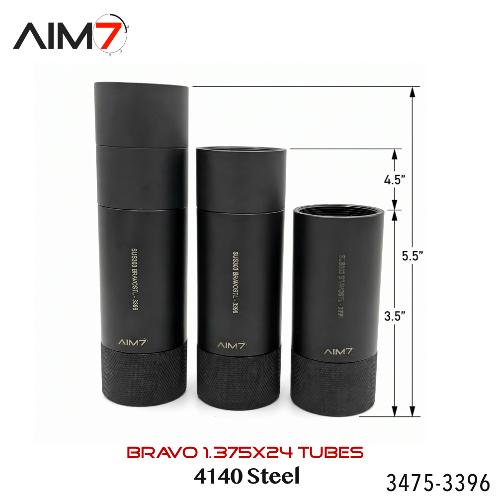 Aim7 MAGIK-S Tube – Steel Bravo/HUB Modular Tube (1.375×24) | 3.5″ , 4.5", 5.5" Length | 1.55″ OD - Image 2
