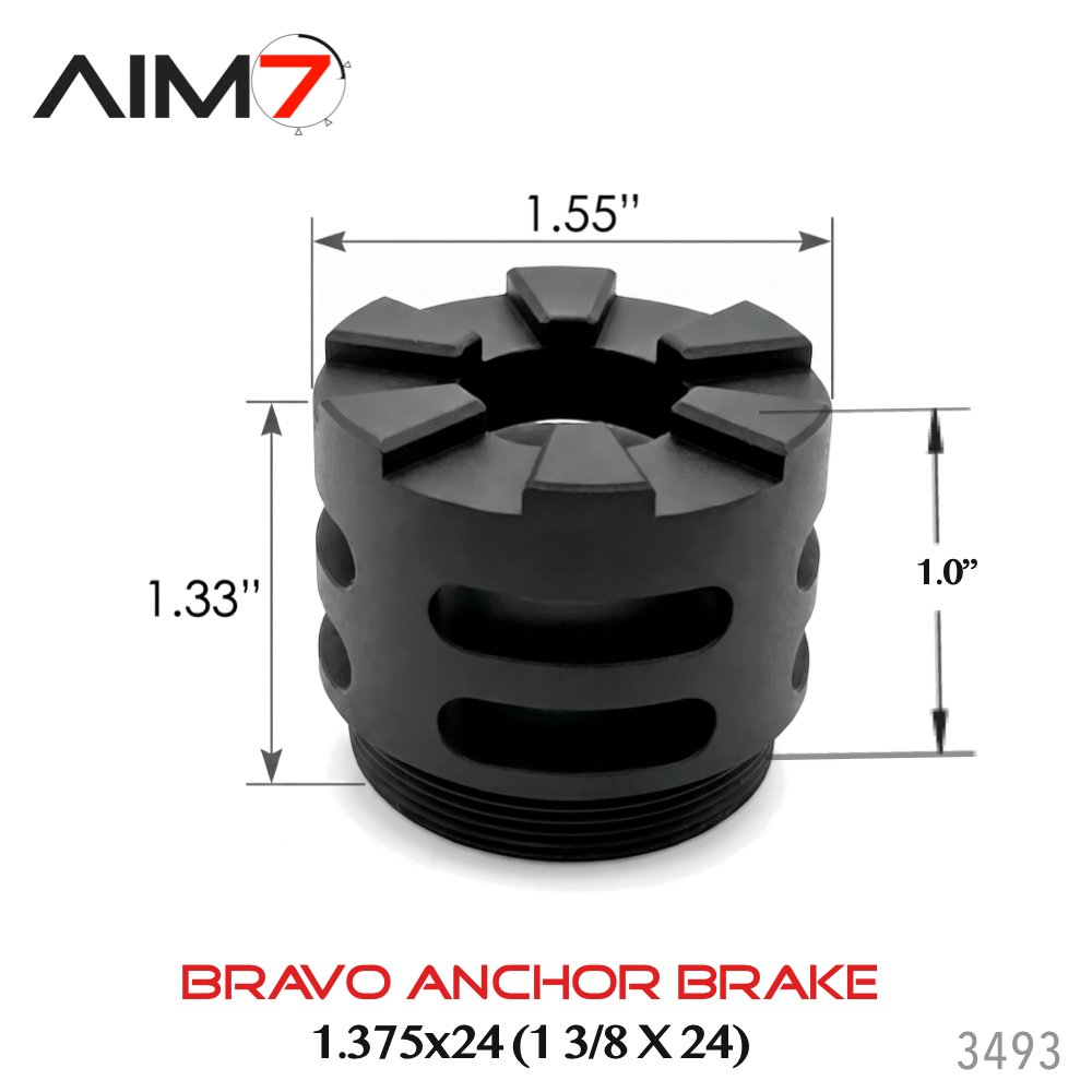 AIM7 Bravo HUB (1.375×24) Anchor Muzzle Brake – 6061-T6 Aluminum - Image 2